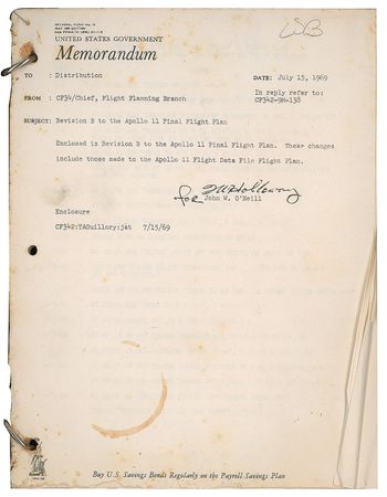 Lot #8199  Apollo 11 Final Flight Plan, Revision B - Image 1