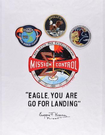 Lot #8504 Gene Kranz Signed Artwork Display - Image 1