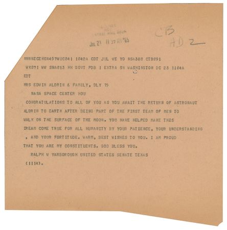 Lot #8180 Buzz Aldrin Signed Telegram - Image 2
