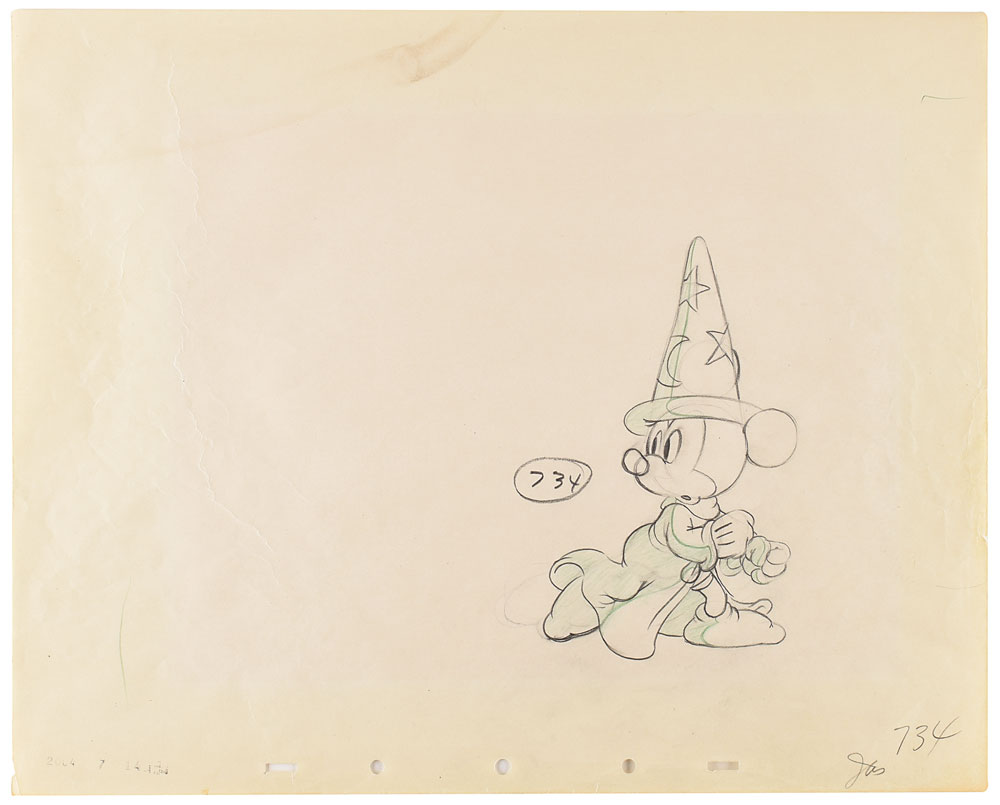 Mickey Mouse production drawing from Fantasia