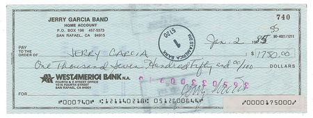 Lot #586 Jerry Garcia Check - Image 1