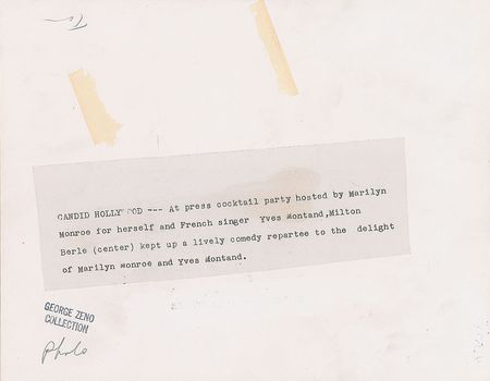 Lot #847 Marilyn Monroe, Yves Montand, and Milton Berle Photograph - Image 2