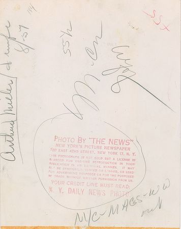 Lot #840 Marilyn Monroe and Arthur Miller Photograph - Image 2