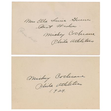 Lot #882 Mickey Cochrane Signature - Image 1