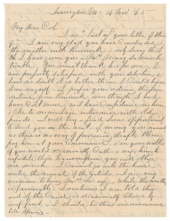 Lot #338 Robert E. Lee: Months after Appomattox, Lee pens a letter to his aide-de-camp: 