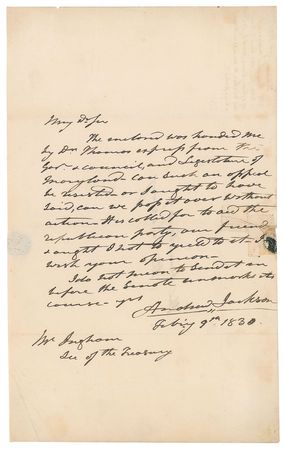 Lot #16 Andrew Jackson: It is called for to aid