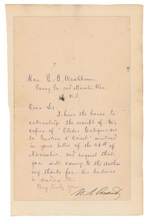 Lot #38 U. S. Grant: Grant writes to his