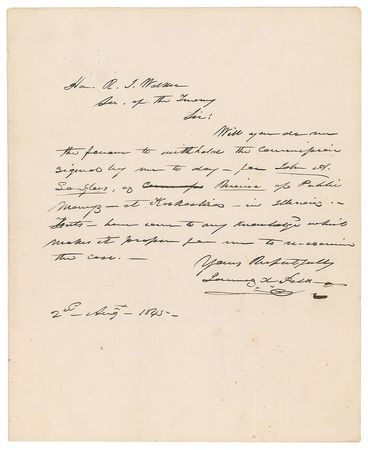 Lot #22 James K. Polk: Polk requests his Secretary