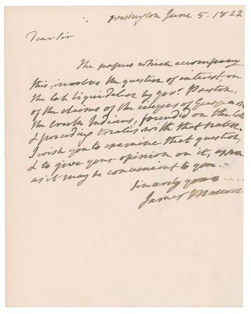 Lot #14 James Monroe: To his attorney general on a