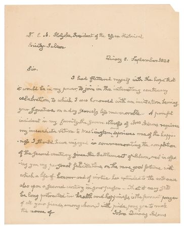 Lot #15 John Quincy Adams: President Adams extends