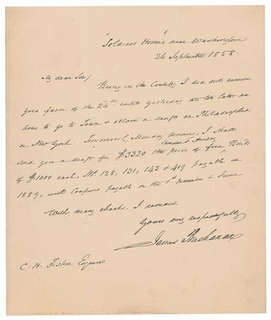Lot #30 James Buchanan Handwritten Letter Signed