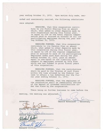 Lot #799 Steve McQueen Signed Document - Image 1