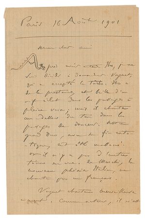 Lot #618 Camille Saint-Saens Handwritten Letter Signed - Image 1