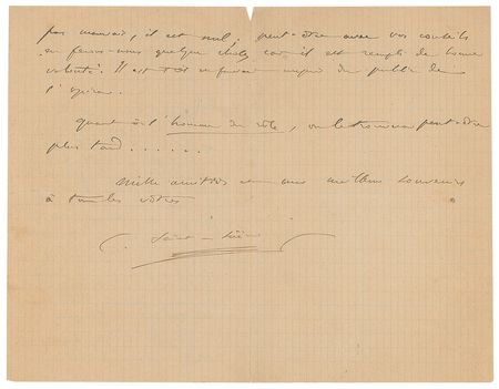 Lot #618 Camille Saint-Saens Handwritten Letter Signed - Image 2