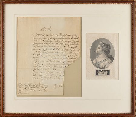 Lot #248 Queen Anne: Queen Anne directs payment to a noted Scottish admiral - Image 1