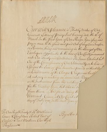 Lot #248 Queen Anne: Queen Anne directs payment to a noted Scottish admiral - Image 2