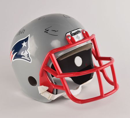 Lot #877 Tom Brady and Randy Moss Football Helmet - Image 1