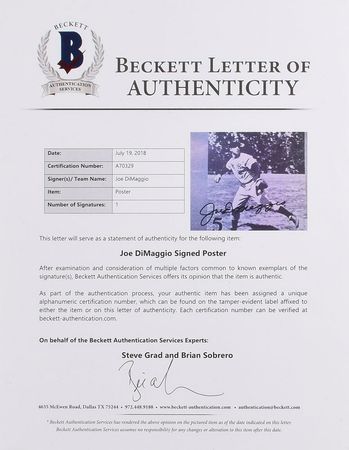 Lot #886 Joe DiMaggio Poster - Image 2