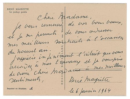 Lot #473 Rene Magritte Handwritten Letter Signed - Image 1