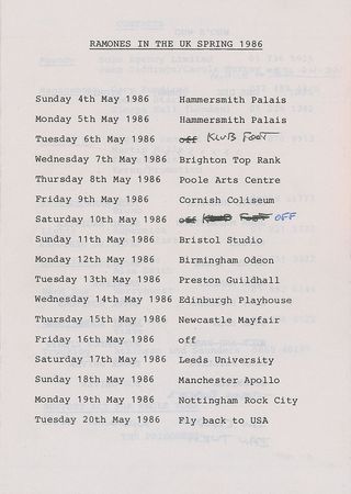 Lot #682 The Ramones Tour Itineraries - Image 2