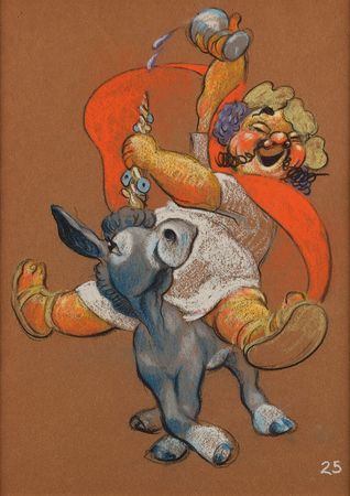 Lot #971 Bacchus and Jacchus pastel concept drawing from Fantasia Concept Drawing - Image 1
