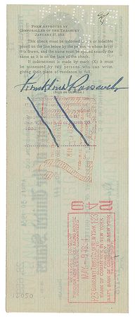 Lot #54 Franklin D. Roosevelt: A paycheck for President Roosevelt - Image 1