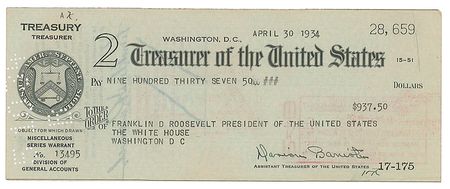 Lot #54 Franklin D. Roosevelt: A paycheck for President Roosevelt - Image 2