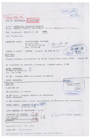 Lot #685 The Ramones Tour Itineraries - Image 1