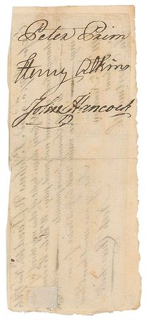 Lot #182 John Hancock: Newfoundland sight notice boldly endorsed by Hancock - Image 1