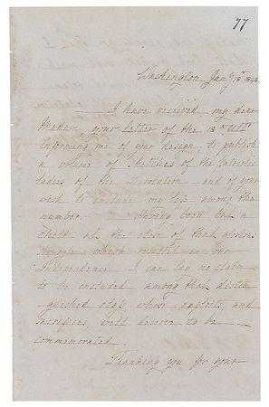 Lot #11 Dolley Madison: Eloquent letter on the