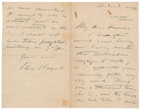 Lot #483 John Singer Sargent Handwritten Letter Signed - Image 1