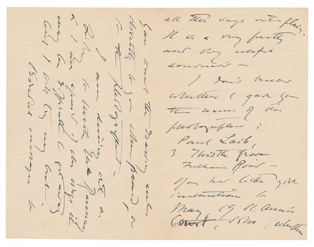 Lot #483 John Singer Sargent Handwritten Letter Signed - Image 2