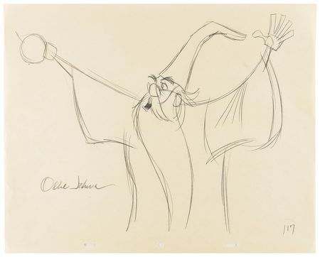 Lot #1021 Merlin production drawing from The Sword in the Stone signed by Ollie Johnston Production Drawing - Image 1