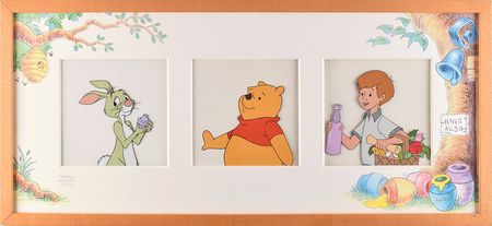 Lot #1039 Winnie the Pooh, Rabbit, and Christopher Robin production cels from The New Adventures of Winnie the Pooh Production Cels - Image 1