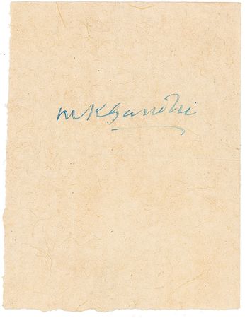Lot #196 Mohandas Gandhi: Rare autograph from 