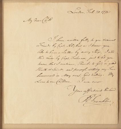 Lot #179 Benjamin Franklin: In a pristinely preserved, rare pre-war letter from England, Ben Franklin calms his worrying wife - Image 1