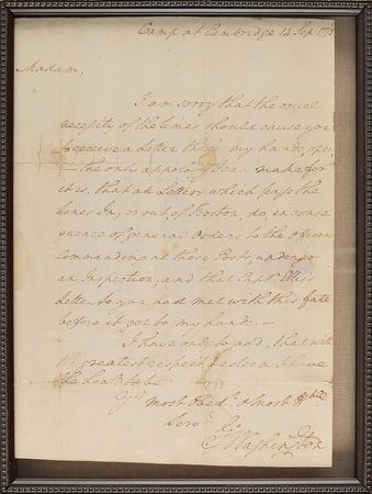 Lot #1 George Washington: In the heat of the 1775 siege of Boston, Washington sends apologies for postal censorship to Anna Maria Clifton - Image 1