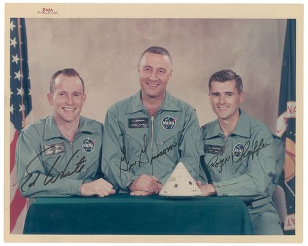 Lot #406 Apollo 1: Choice red-numbered NASA photo of Apollo 1, signed by the ill-fated crew - Image 1