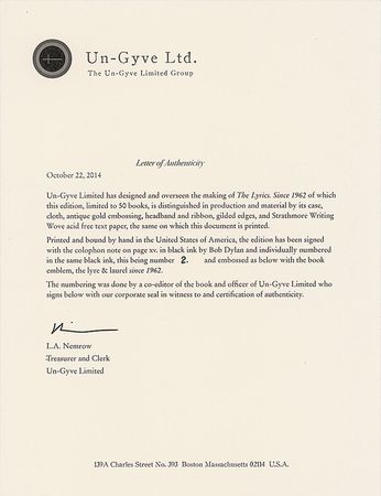 Lot #584 Bob Dylan: Deluxe edition of Bob Dylan's complete lyrics, limited to just 50 signed copies - Image 5