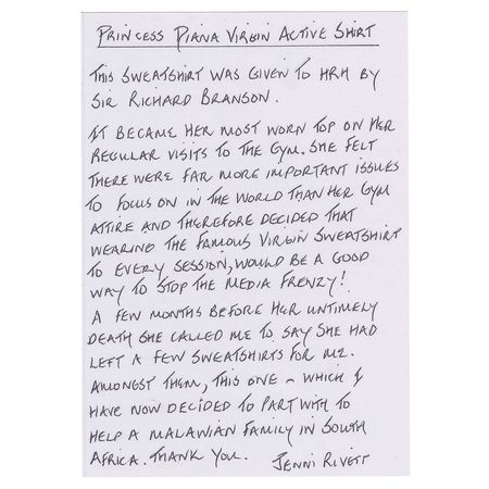 Lot #247 Princess Diana: Diana's go-to workout wear, gifted to her personal trainer - Image 4