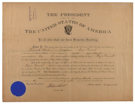 Lot #50 Theodore Roosevelt: Roosevelt appoints his former Rough Rider commander - Image 1