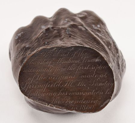 Lot #35 Abraham Lincoln by Leonard Volk: Lincoln's hands, after the life-cast by Leonard Volk made 