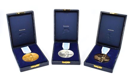 Lot #8092  Lake Placid 1980 Winter Olympics Set of Gold, Silver, and Bronze Winner?s Medals - Image 7
