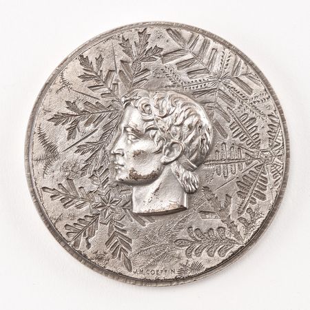 Lot #8073  Grenoble 1968 Winter Olympics Silvered Participation Medal with Box - Image 1