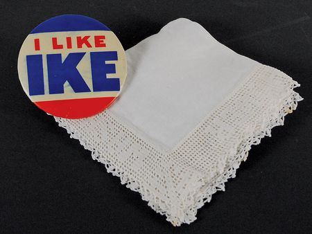 Lot #4106 Dwight D. Eisenhower Inaugural Handkerchief and Button - Image 1