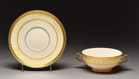 Lot #4036 Bill Clinton White House China Cream Soup Bowl and Saucer - Image 1