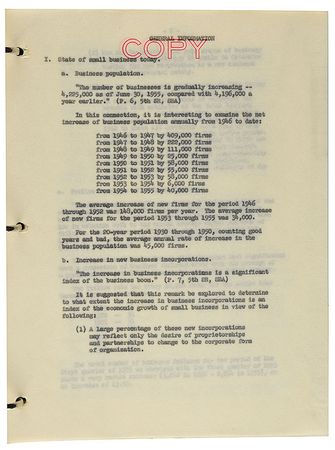 Lot #4126 John F. Kennedy's Senate Small Business Committee Notebook - Image 2
