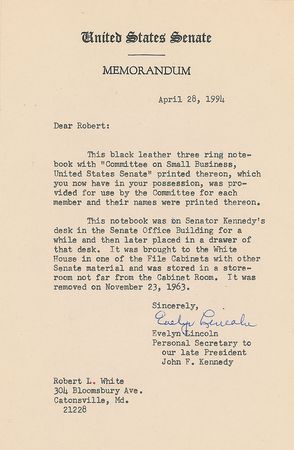 Lot #4126 John F. Kennedy's Senate Small Business Committee Notebook - Image 4