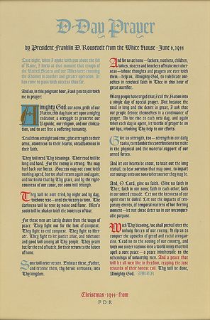 Lot #4083 Franklin D. Roosevelt 1944 'D-Day Prayer' Broadside - Image 1