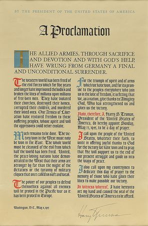 Lot #4097 Harry S. Truman Signed 1945 WWII Victory Proclamation Broadside - Image 1